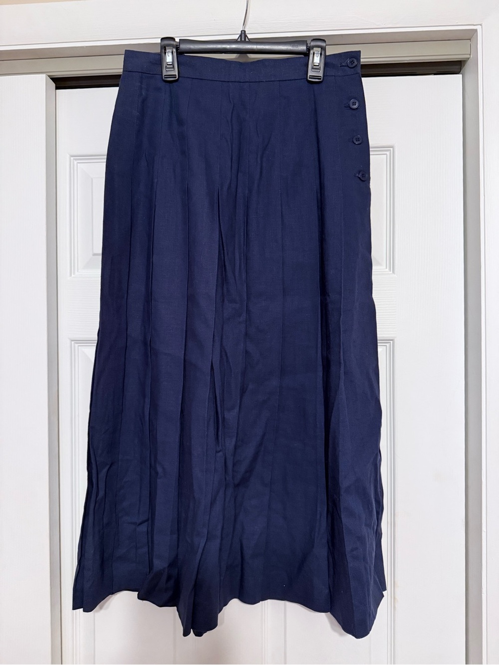 Womens Calliope Navy Pleated Long Skirt - Size 10